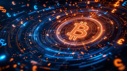 Bitcoin cryptocurrency digital currency decentralized finance blockchain technology investment concept