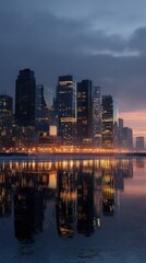 Obraz premium Modern city skyline at dusk