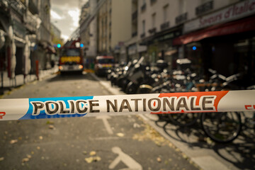 "police nationale" ribbon , police tape , investigation scene