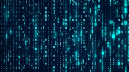 Digital binary code background matrix style falling numbers data stream technology background concept