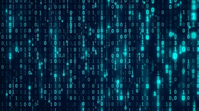Digital binary code background matrix style falling numbers data stream technology background concept