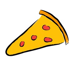 Hand Drawn Pizza Slice Cartoon