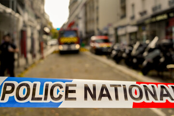 "police nationale" ribbon , police tape , investigation scene