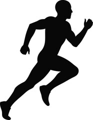 Dynamic silhouette of a runner in motion athletic sports fitness concept abstract shape isolated on transparent background