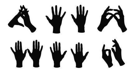 Various black silhouette hand shapes displayed in a simple grid arrangement