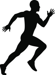 Dynamic silhouette of a male runner in full stride capturing athletic motion isolated on transparent background