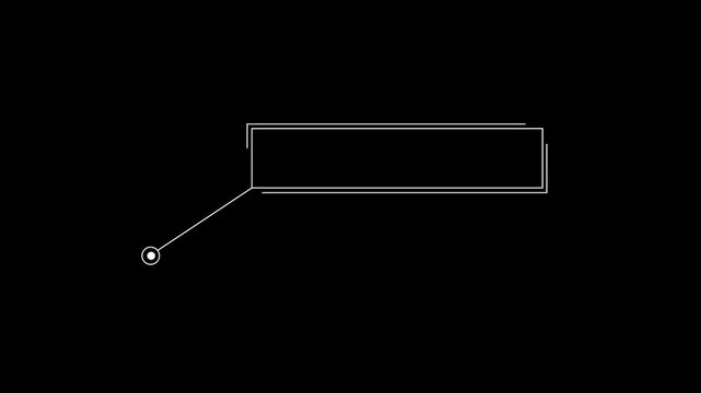 Call out animation on black background, frame element. Simple HUD elements frame line callout animation. Shape animation of appearance of Hud call out interface element. Hud callout rectangle text box