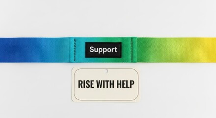 Obraz premium Support Ribbon and Tag Promoting Rise with Help Message