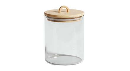 Glass jar with wood lid