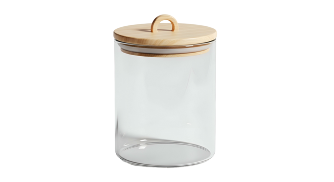 Glass jar with wood lid