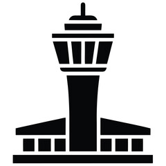 airport control tower Silhouette Icon Vector Art