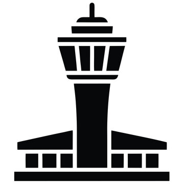 airport control tower Silhouette Icon Vector Art