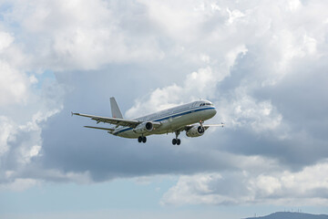 Airplane landing at Fukuoka Airport