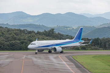 Bright morning sky over Iwami Airport