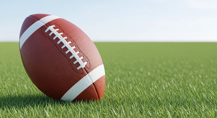 Fototapeta premium american football on grass with copy space