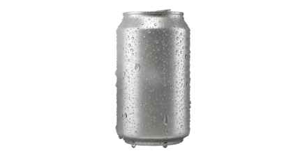Cold aluminum can with condensation droplets, isolated on black
