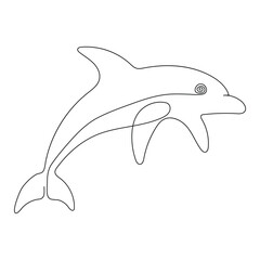 Simple outline drawing of a dolphin leaping gracefully out of the water