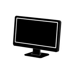 Illustration of a black computer monitor on transparent background
