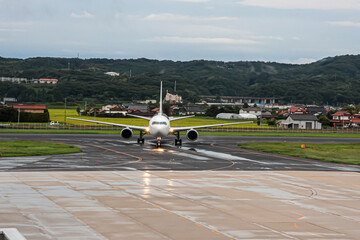 Calm skies over Izumo Airport after rain