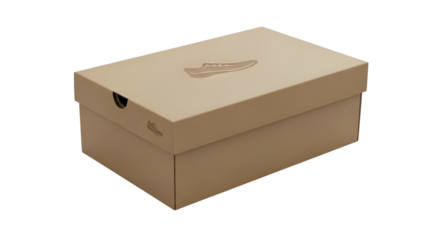Brown cardboard shoebox with lid, minimal design