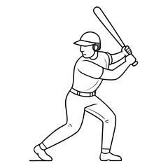 Baseball player swinging a bat outline vector graphic