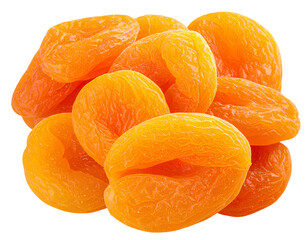 Fresh Dried Apricots isolated on a transparent background for Food Packaging Design