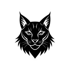 Fototapeta premium Illustration of a black lynx head design on transparent background silhouette