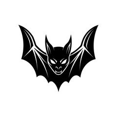Silhouette of a bat with spread wings on transparent background