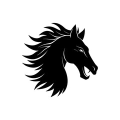 Silhouette of an angry horse head design on transparent background