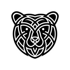 Stylized bear head celtic knot illustration on transparent background silhouette