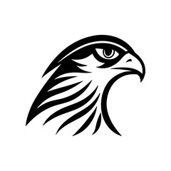 Illustration of a stylized eagle head icon on transparent background silhouette