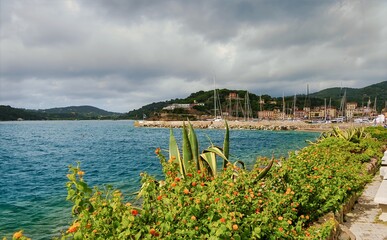 Elba, Tuscany, Italy, Europe - 22 September 2025, Porto Azzurro, sea and mountains