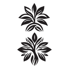set of black silhouettes of leaf vector design