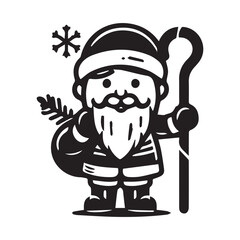 black and white silhouette outline Christmas element art logo design set
