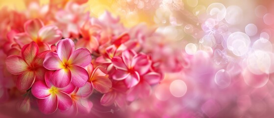 Fototapeta premium Pink flowers bunch of flowers bush and bokeh soft light background.