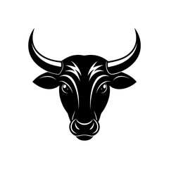 Illustration of a black bull head vector on transparent background silhouette