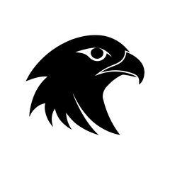Silhouette of an eagle head in black color on transparent background