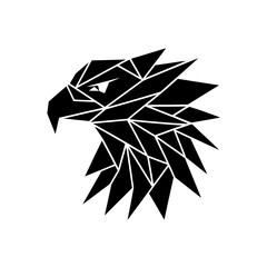 Abstract geometric black eagle head design on transparent background silhouette