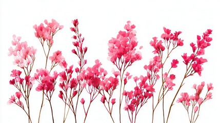 Pink flowers on white background: delicate floral arrangement for nature-inspired designs