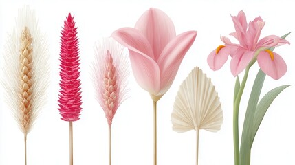 Pink floral arrangement with wheat pampas grass