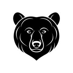 Illustration of a black bear head design on transparent background silhouette