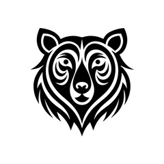 Stylized bear head with tribal elements on transparent background silhouette