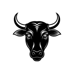 Naklejka premium Illustration of a bull head in black color on transparent background silhouette