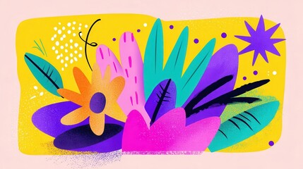 Colorful floral abstract with modern shapes vibrant design