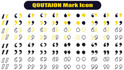 Quotes icon vector set. Colorful Quotation mark collection with fill n stork. Dialogue discussion symbol for UI UX, website, mobile app. Speech mark. Double inverted commas symbol.