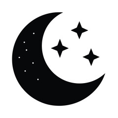 moon and stars Silhouette Icon Vector Art