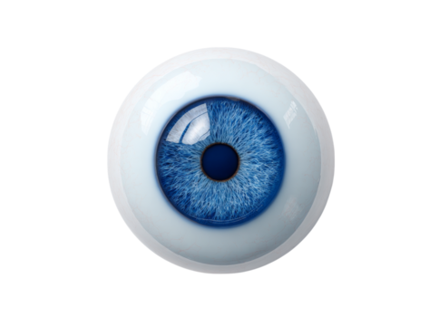 Vivid blue eye close up detailed iris sclera, Isolated On Transparent Background, Png