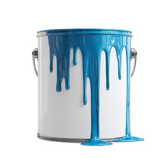 Paint can overflowing with blue liquid