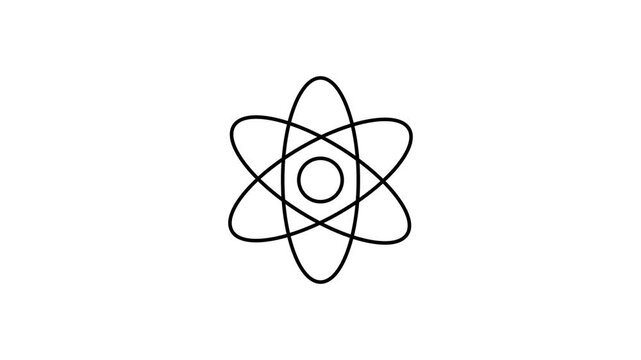 Atomic Model Icon Animation &ndash; 4K Stock Video of Atom Structure, Science Concept, Molecule Motion, Physics Visualization, Educational Graphic.
