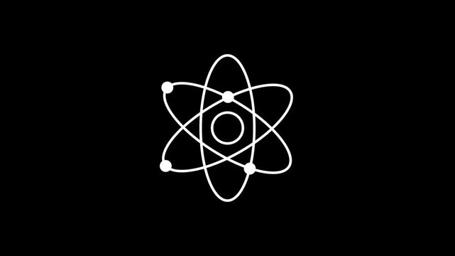 Atomic Model Icon Animation &ndash; 4K Stock Video of Atom Structure, Science Concept, Molecule Motion, Physics Visualization, Educational Graphic.